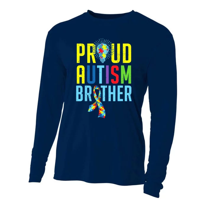 Proud Autism Brother | Sibling Autism Awareness Cooling Performance Long Sleeve Crew