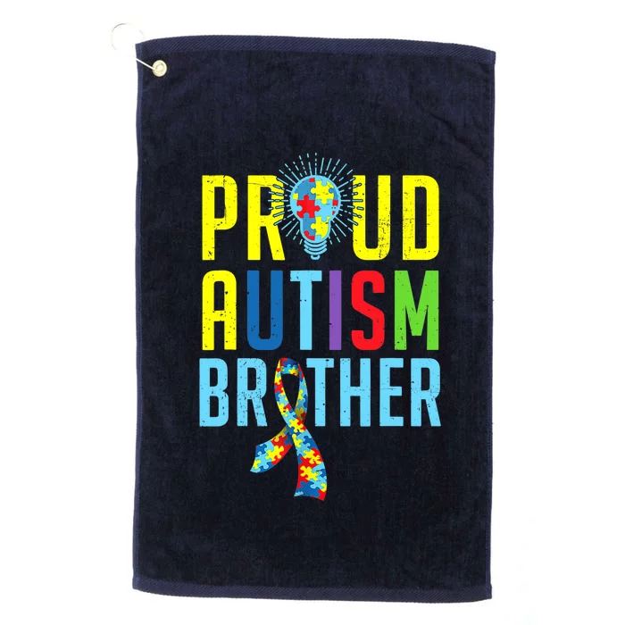 Proud Autism Brother | Sibling Autism Awareness Platinum Collection Golf Towel