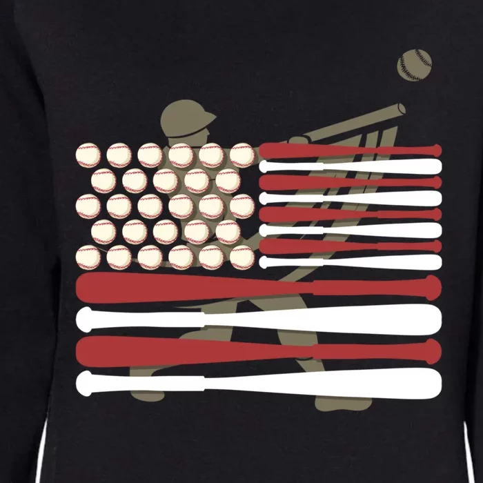 Patriotic American Baseball Player Batter Usa Flag Baseball Gift Womens California Wash Sweatshirt