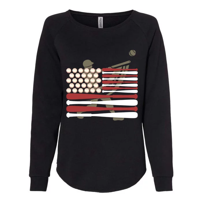 Patriotic American Baseball Player Batter Usa Flag Baseball Gift Womens California Wash Sweatshirt