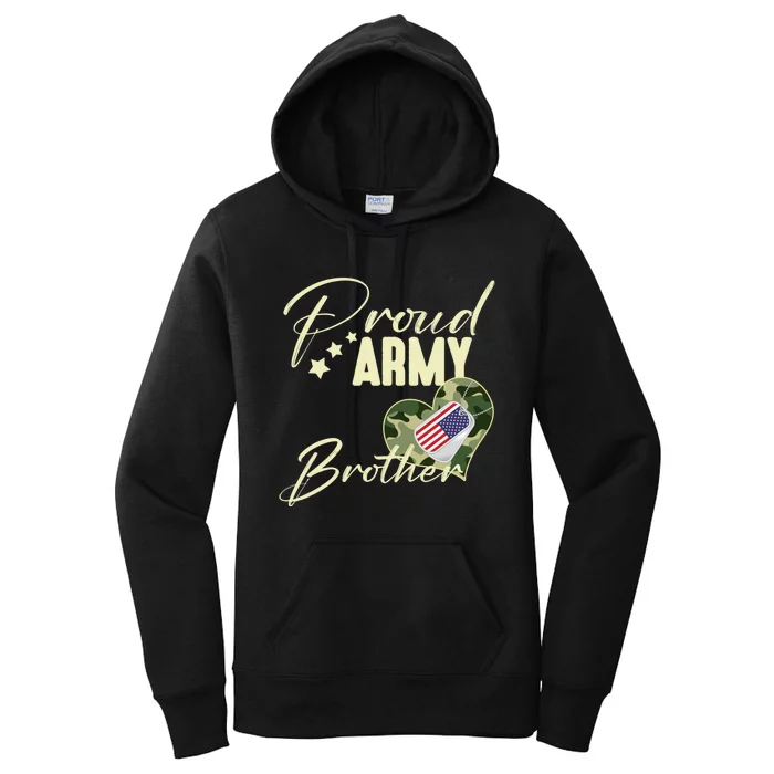 Proud Army Brother Camouflage Dog Tag Usa American Flag Women's Pullover Hoodie