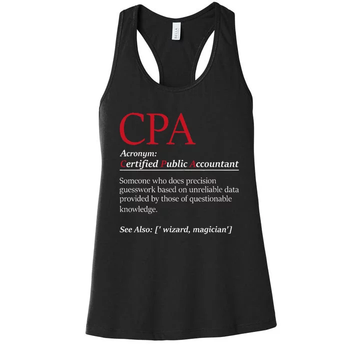 Public Accountant Bookkeeper Tax Auditor Financial Analyst Women's Racerback Tank