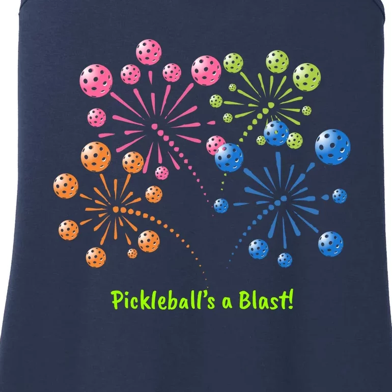 Pickleballs A Blast | Pickleball Fireworks | 4th Of July Ladies Essential Tank