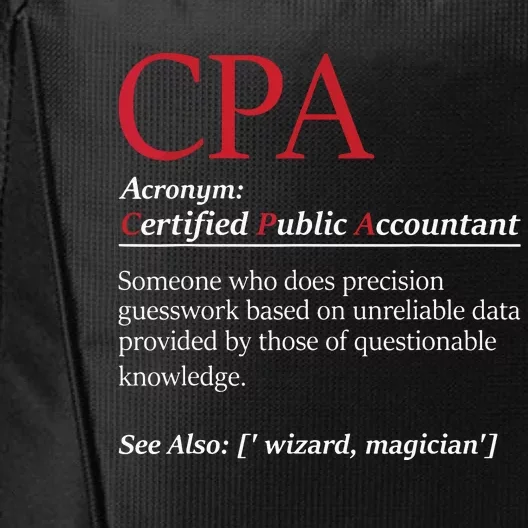 Public Accountant Bookkeeper Tax Auditor Financial Analyst City Backpack