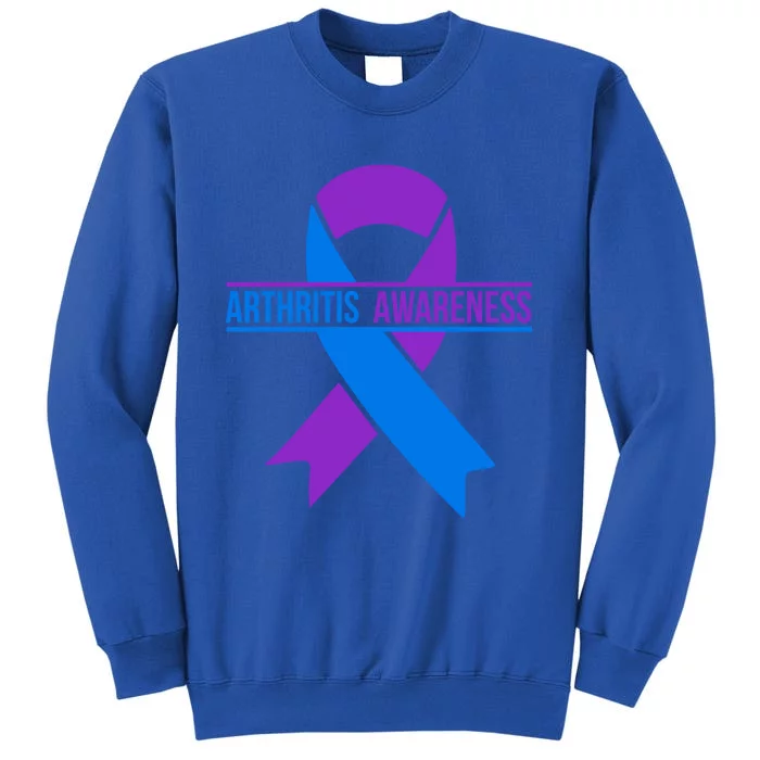 Purple And Blue Ribbon Arthritis Awareness Gift Tall Sweatshirt