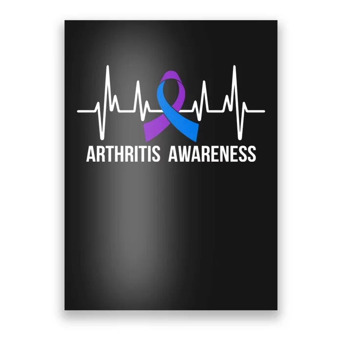 Purple And Blue Ribbon Heartbeat Arthritis Awareness Month Poster