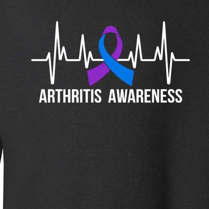 Purple And Blue Ribbon Heartbeat Arthritis Awareness Month Toddler Sweatshirt