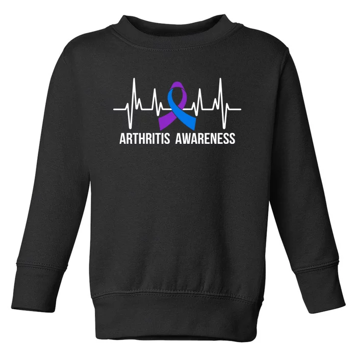 Purple And Blue Ribbon Heartbeat Arthritis Awareness Month Toddler Sweatshirt