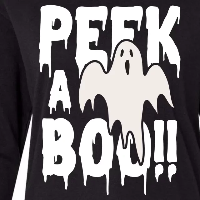 Peek A Boo Halloween Ghost Womens Cotton Relaxed Long Sleeve T-Shirt