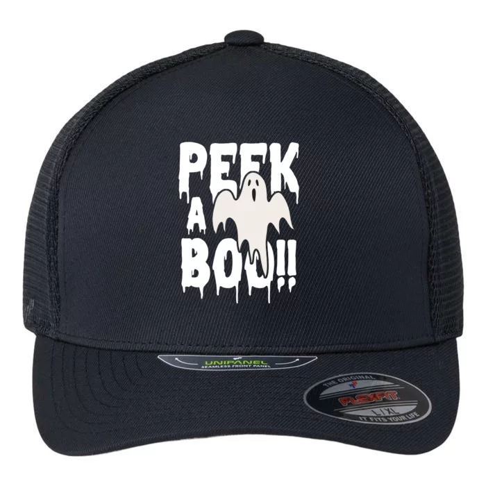 Peek A Boo Halloween Ghost Flexfit Unipanel Trucker Cap