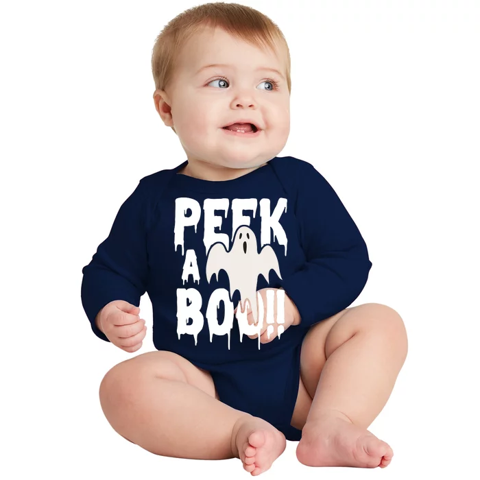 Peek A Boo Halloween Ghost Baby Long Sleeve Bodysuit