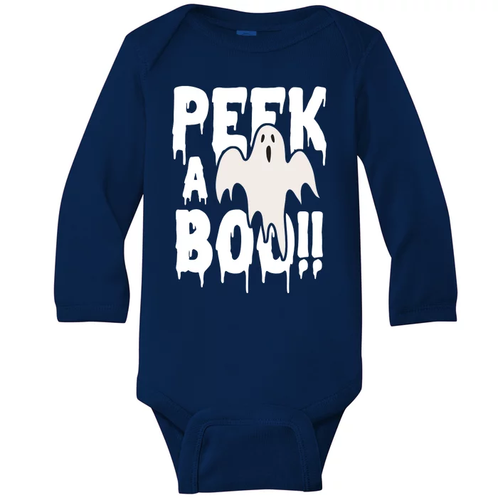 Peek A Boo Halloween Ghost Baby Long Sleeve Bodysuit