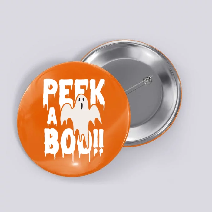 Peek A Boo Halloween Ghost Button