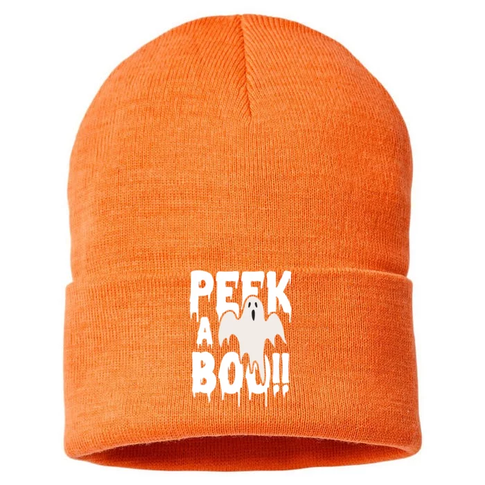 Peek A Boo Halloween Ghost Sustainable Knit Beanie