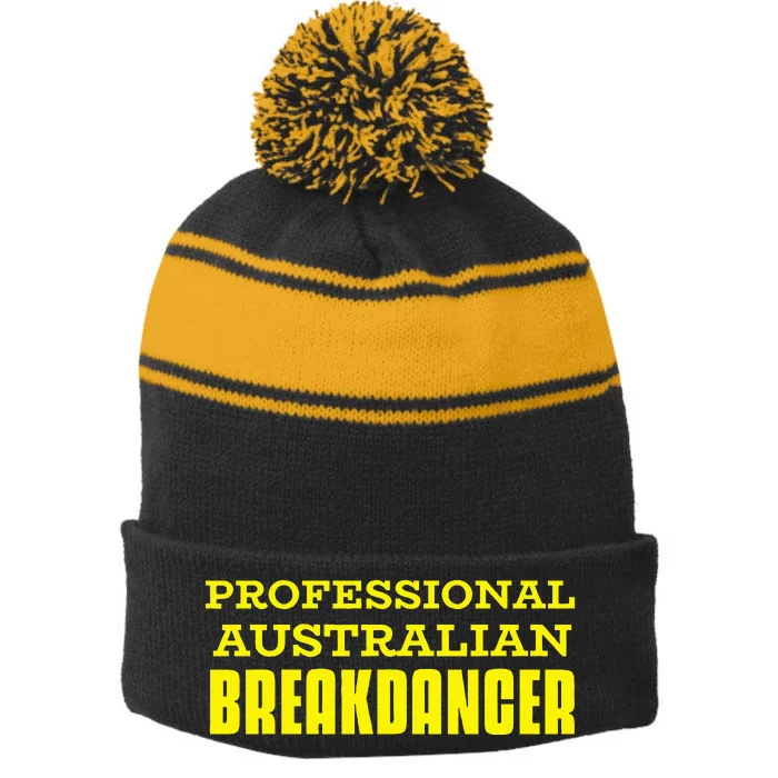 Professional Australian Breakdancer Stripe Pom Pom Beanie