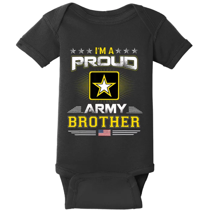 Proud Army Brother Patriotic Military Veteran Baby Bodysuit