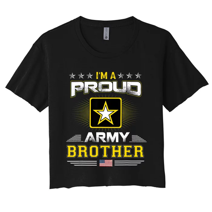 Proud Army Brother Patriotic Military Veteran Women's Crop Top Tee