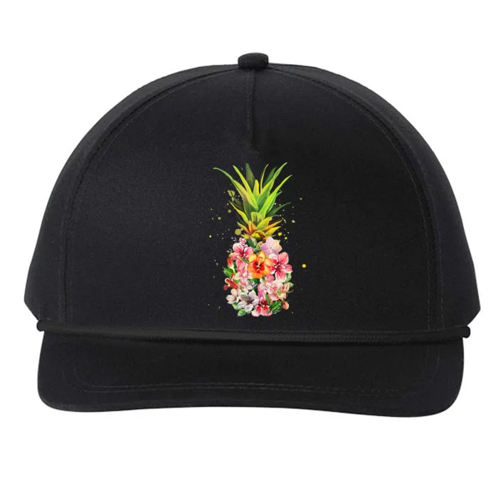 Pineapple Aloha Beaches Hawaiian Flowers Hawaii Summer Gifts Snapback Five-Panel Rope Hat