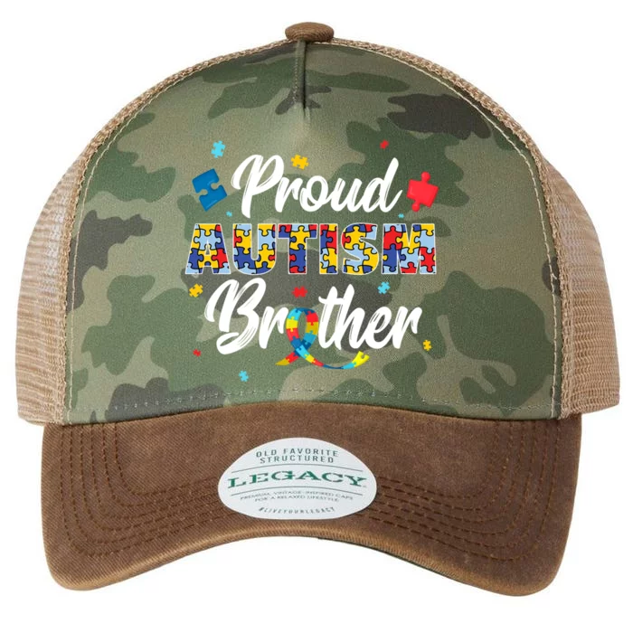 Proud Autism Brother Sibling Autism Awareness Gift Legacy Tie Dye Trucker Hat