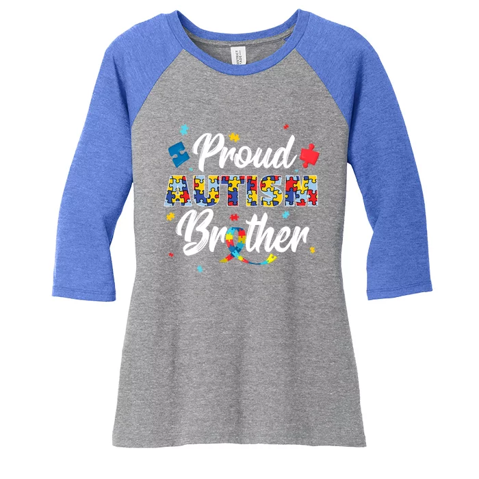 Proud Autism Brother Sibling Autism Awareness Gift Women's Tri-Blend 3/4-Sleeve Raglan Shirt