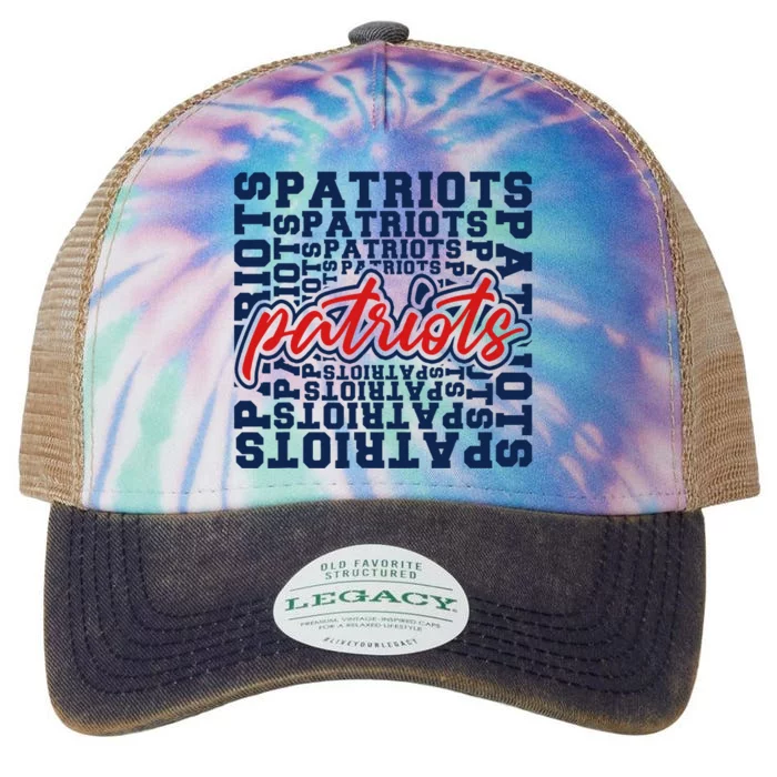 Patriots American Blue And Red Patriot Saying Legacy Tie Dye Trucker Hat