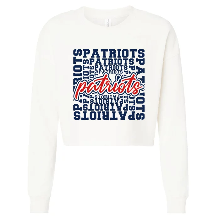 Patriots American Blue And Red Patriot Saying Cropped Pullover Crew