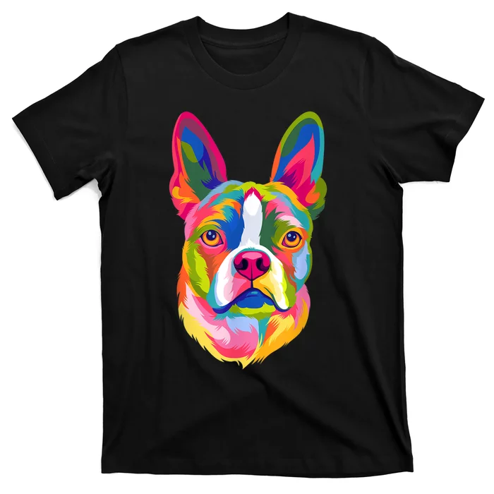 Pop Art Boston Terrier Lover Gift Men Women Dog Terriers T-Shirt