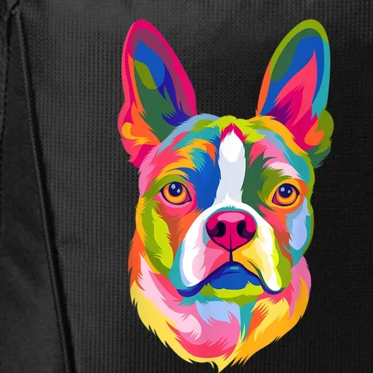 Pop Art Boston Terrier Lover Gift Men Women Dog Terriers City Backpack