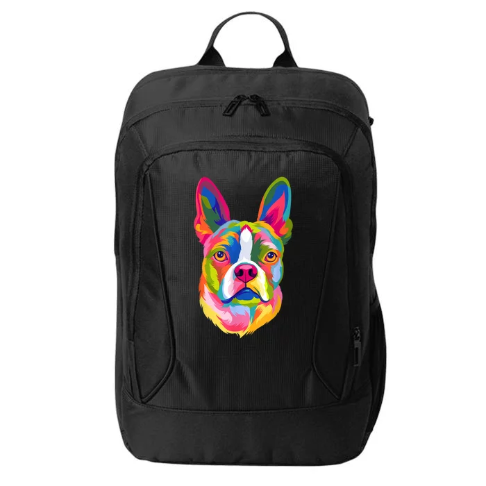 Pop Art Boston Terrier Lover Gift Men Women Dog Terriers City Backpack