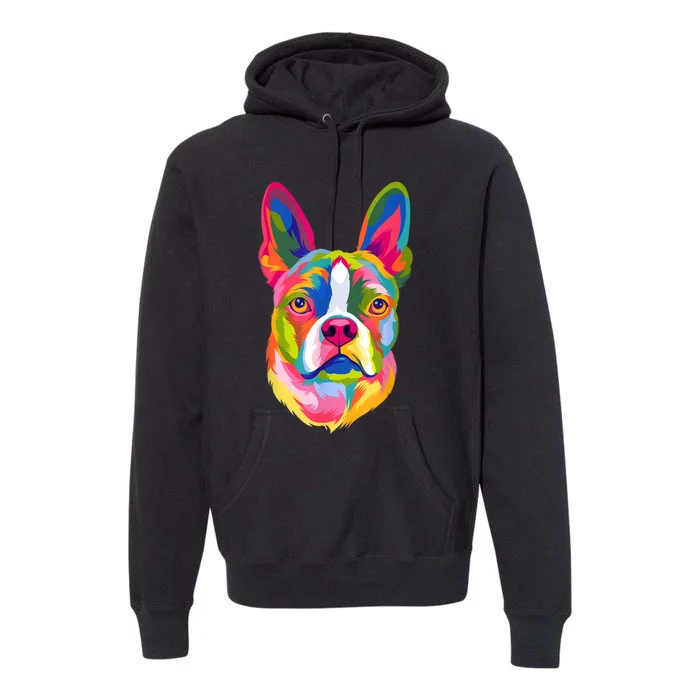 Pop Art Boston Terrier Lover Gift Men Women Dog Terriers Premium Hoodie