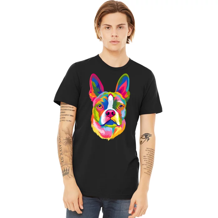 Pop Art Boston Terrier Lover Gift Men Women Dog Terriers Premium T-Shirt