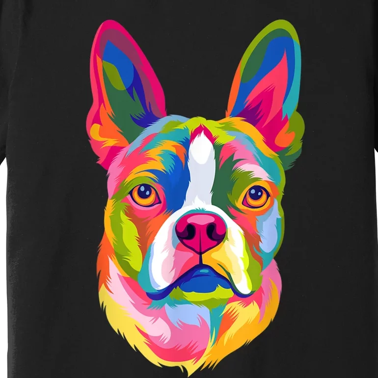 Pop Art Boston Terrier Lover Gift Men Women Dog Terriers Premium T-Shirt