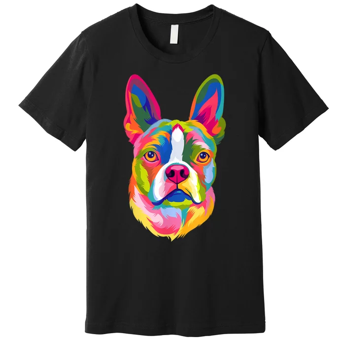 Pop Art Boston Terrier Lover Gift Men Women Dog Terriers Premium T-Shirt