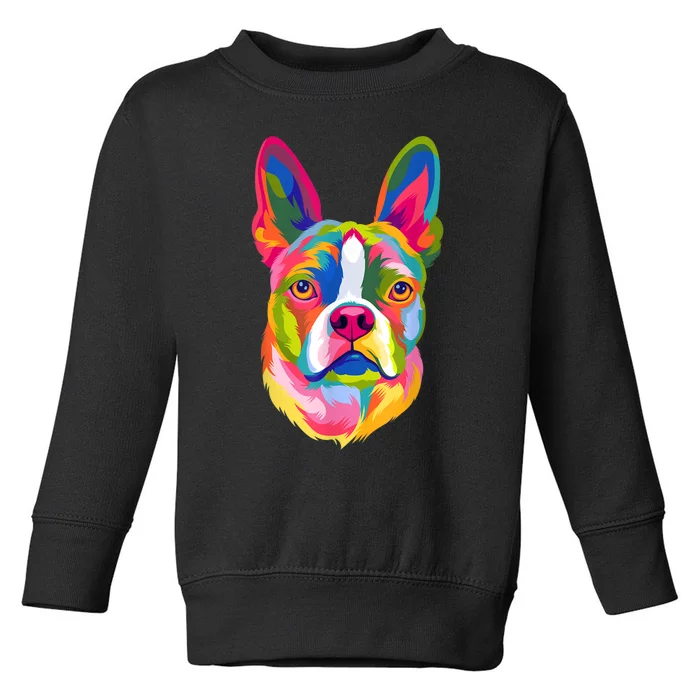 Pop Art Boston Terrier Lover Gift Men Women Dog Terriers Toddler Sweatshirt