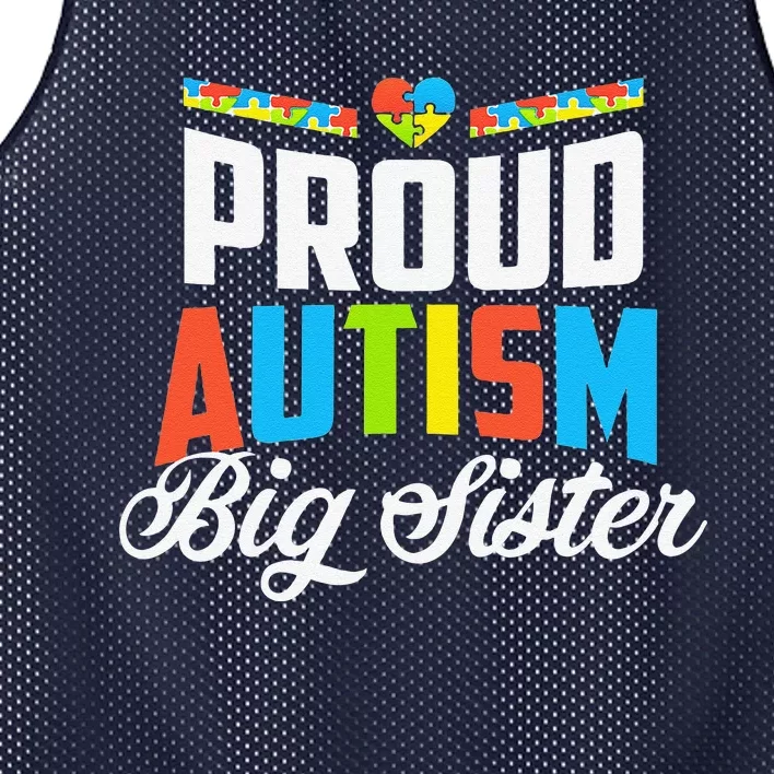 Proud Autism Big Sister Awareness Support Mesh Reversible Basketball Jersey Tank