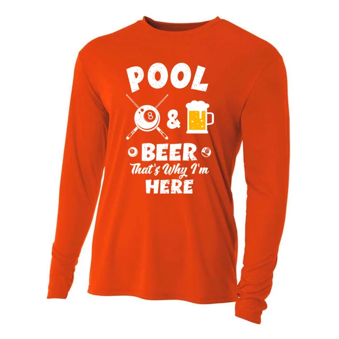 Pool And Beer ThatS Why IM Here Pool Billiard Gift Cooling Performance Long Sleeve Crew