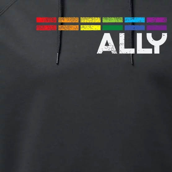 Proud Ally Bars Equality L.G.B.Tq Rainbow Flag Performance Fleece Hoodie