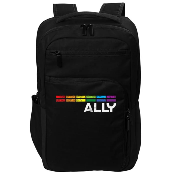 Proud Ally Bars Equality L.G.B.Tq Rainbow Flag Impact Tech Backpack