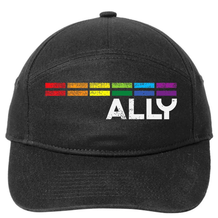 Proud Ally Bars Equality L.G.B.Tq Rainbow Flag 7-Panel Snapback Hat