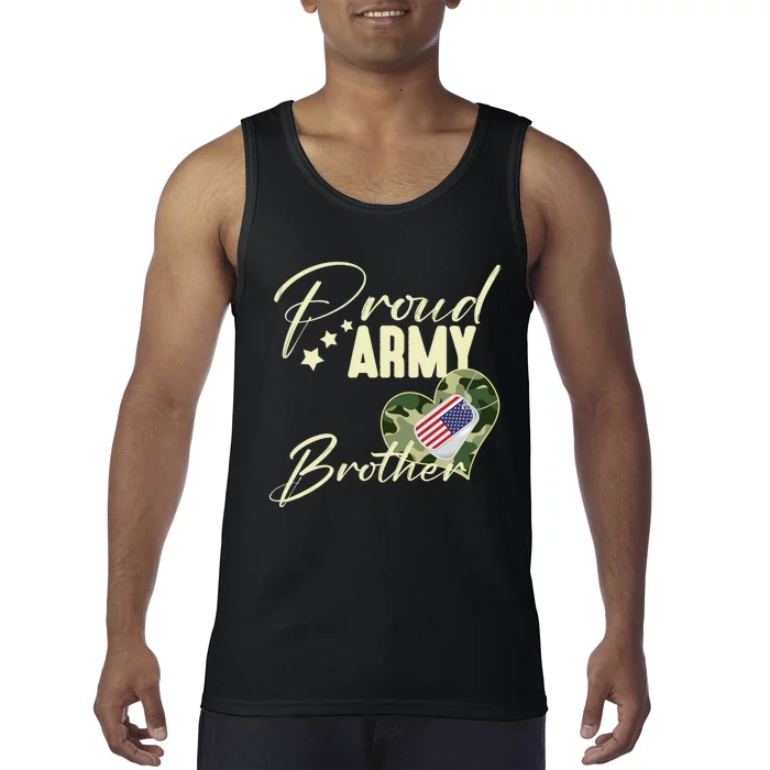 Proud Army Brother Camouflage Dog Tag Usa American Flag Tank Top