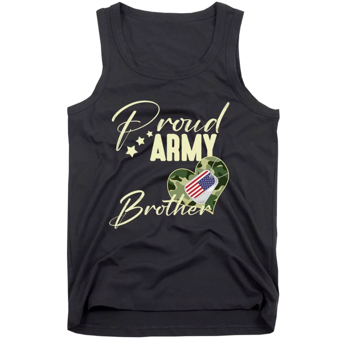 Proud Army Brother Camouflage Dog Tag Usa American Flag Tank Top