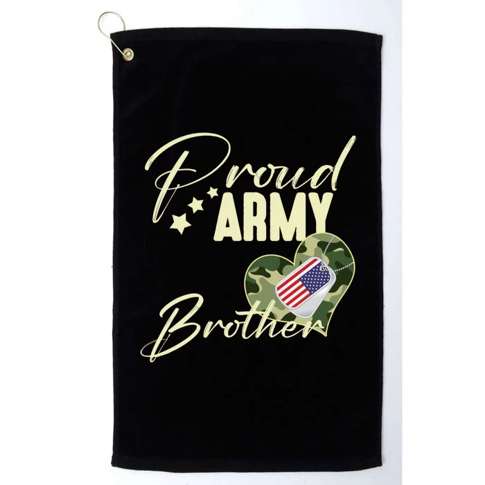 Proud Army Brother Camouflage Dog Tag Usa American Flag Platinum Collection Golf Towel