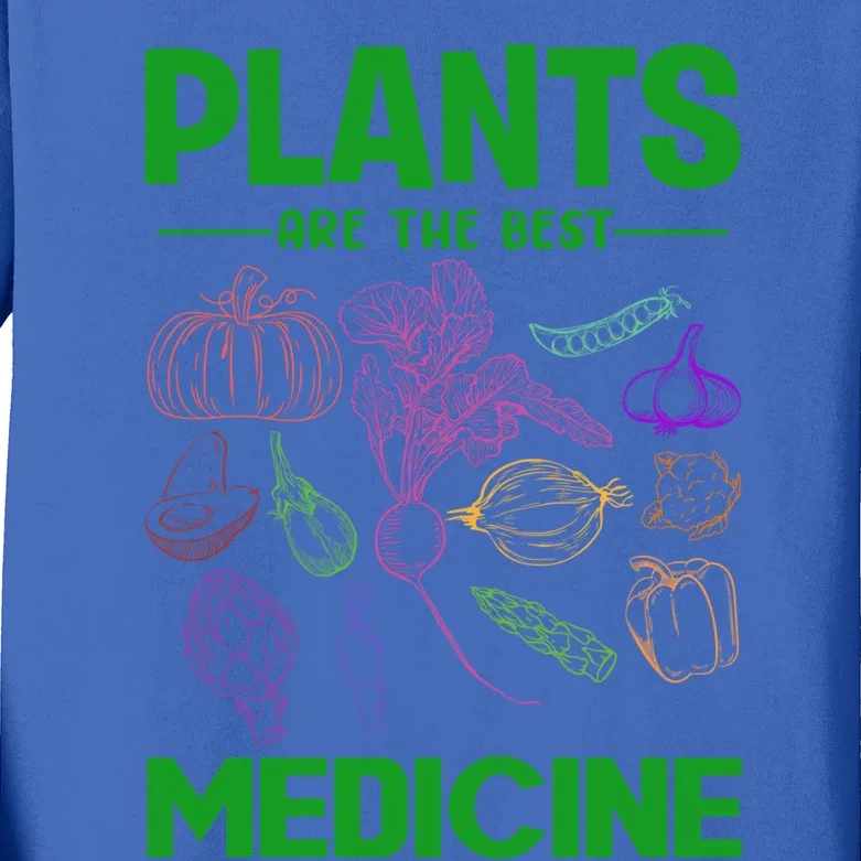 Plants Are Best Medicine Vegetarian Vegan Day Vegetables Gift Kids Long Sleeve Shirt