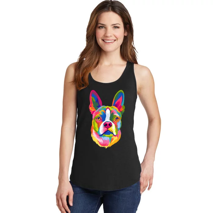 Pop Art Boston Terrier Lover Gift Men Women Dog Terriers Ladies Essential Tank