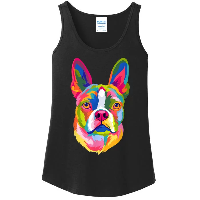 Pop Art Boston Terrier Lover Gift Men Women Dog Terriers Ladies Essential Tank