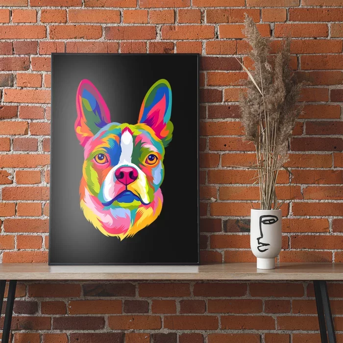 Pop Art Boston Terrier Lover Gift Men Women Dog Terriers Poster