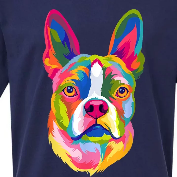 Pop Art Boston Terrier Lover Gift Men Women Dog Terriers Sueded Cloud Jersey T-Shirt