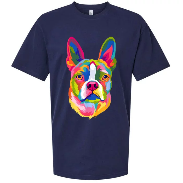 Pop Art Boston Terrier Lover Gift Men Women Dog Terriers Sueded Cloud Jersey T-Shirt