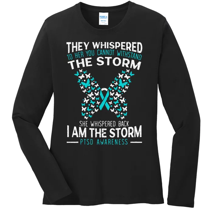 PTSD Awareness Butterfly Posttraumatic Stress Disorder Ladies Long Sleeve Shirt