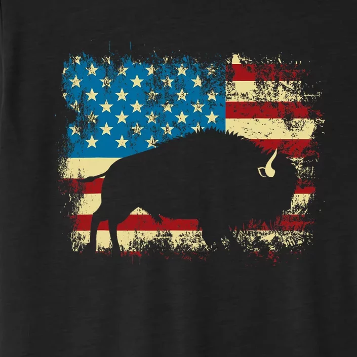 Patriotic American Bison Buffalo Lover Wildlife Usa Flag ChromaSoft Performance T-Shirt